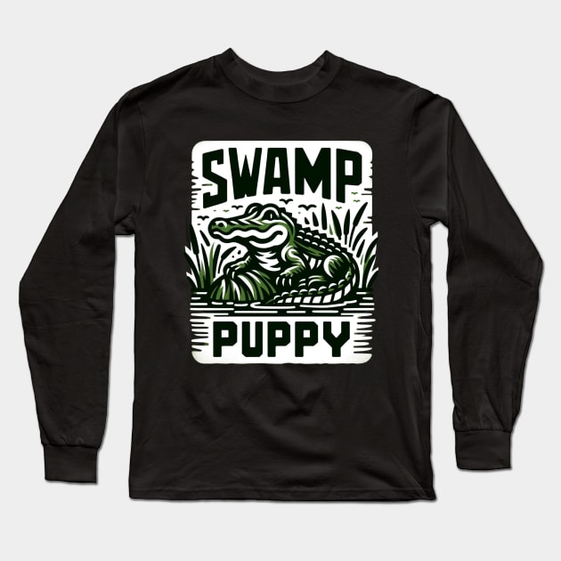 Swamp Puppy, Crocodile Alligator Reptile Lover, Florida Everglades Long Sleeve T-Shirt by ThatVibe